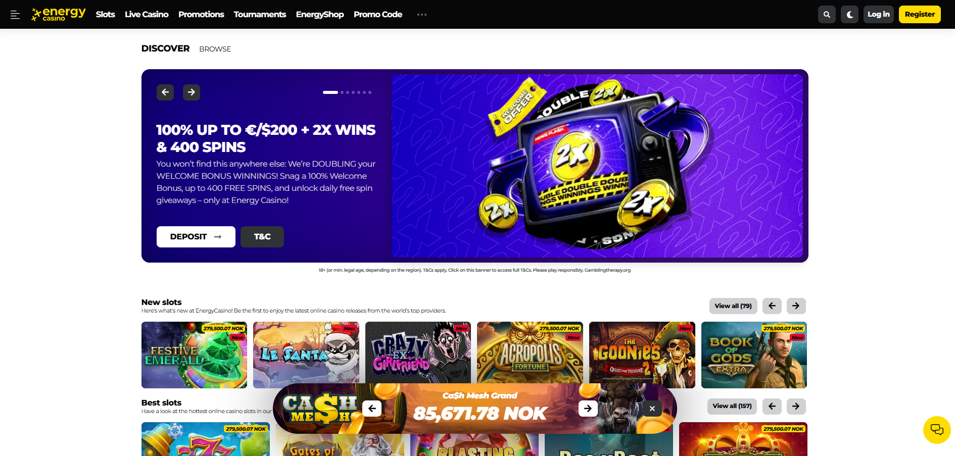 EnergyCasino interface